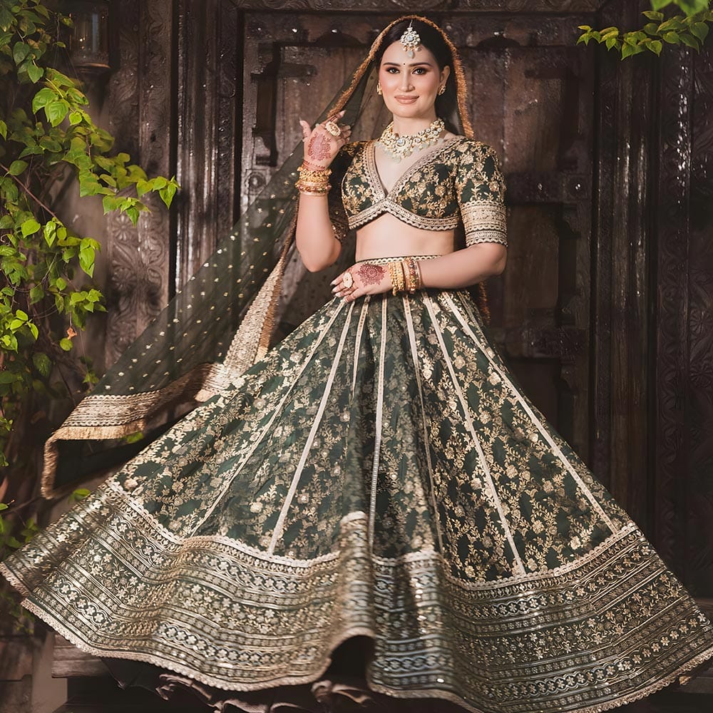 Amazing Dark Green Bridal lehenga
