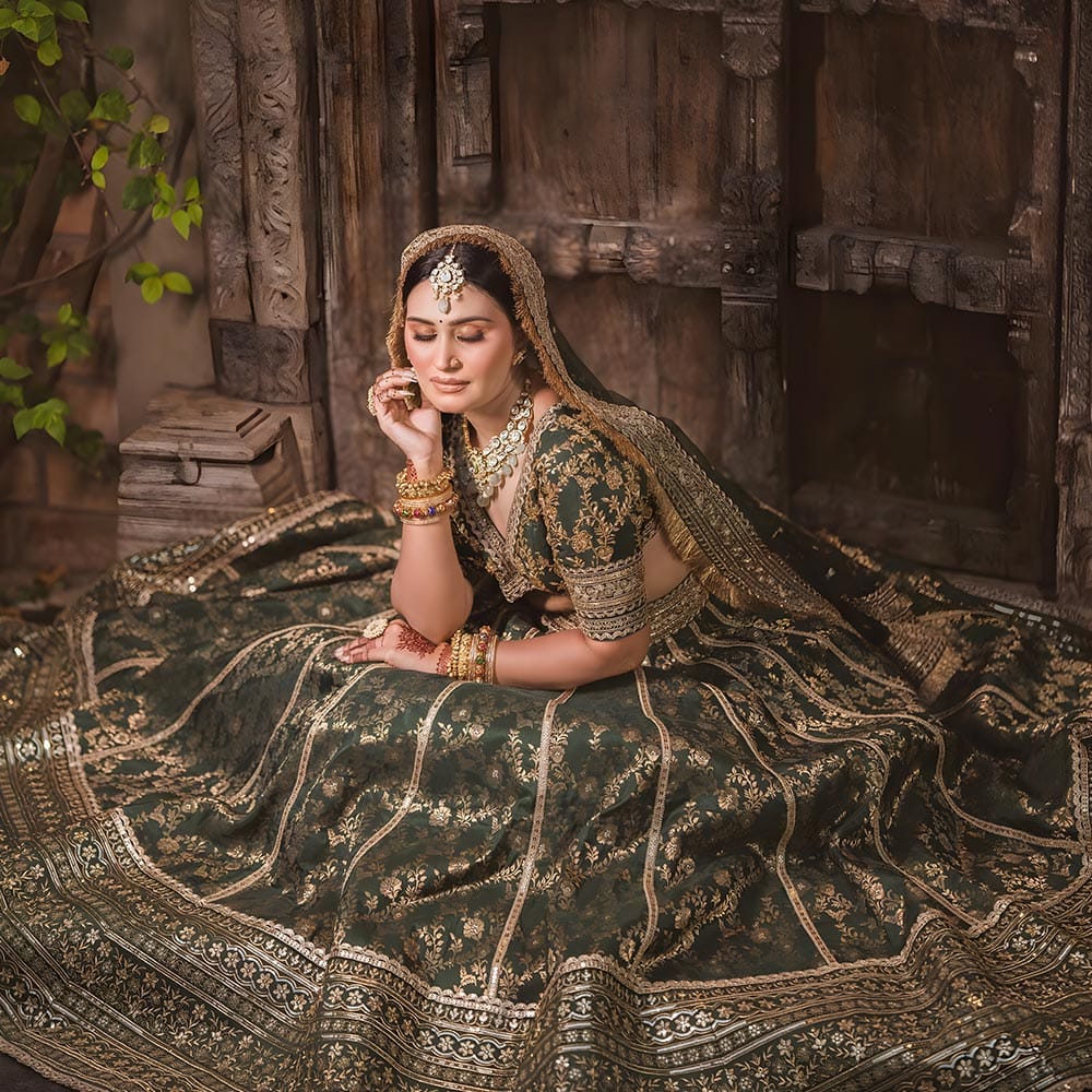 Amazing Dark Green Bridal lehenga - Image 4