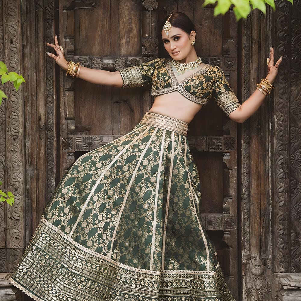 Amazing Dark Green Bridal lehenga - Image 5